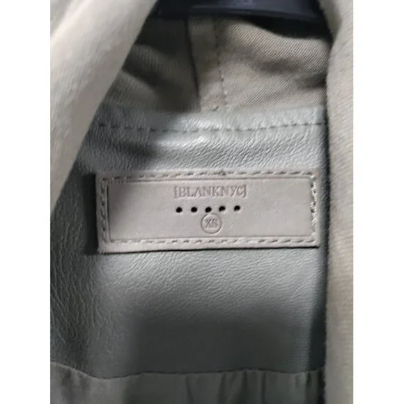 Blank NYC Faux Suede Leather Draped Moto Asymmetrical Jacket Green XS - Picture 5 of 15